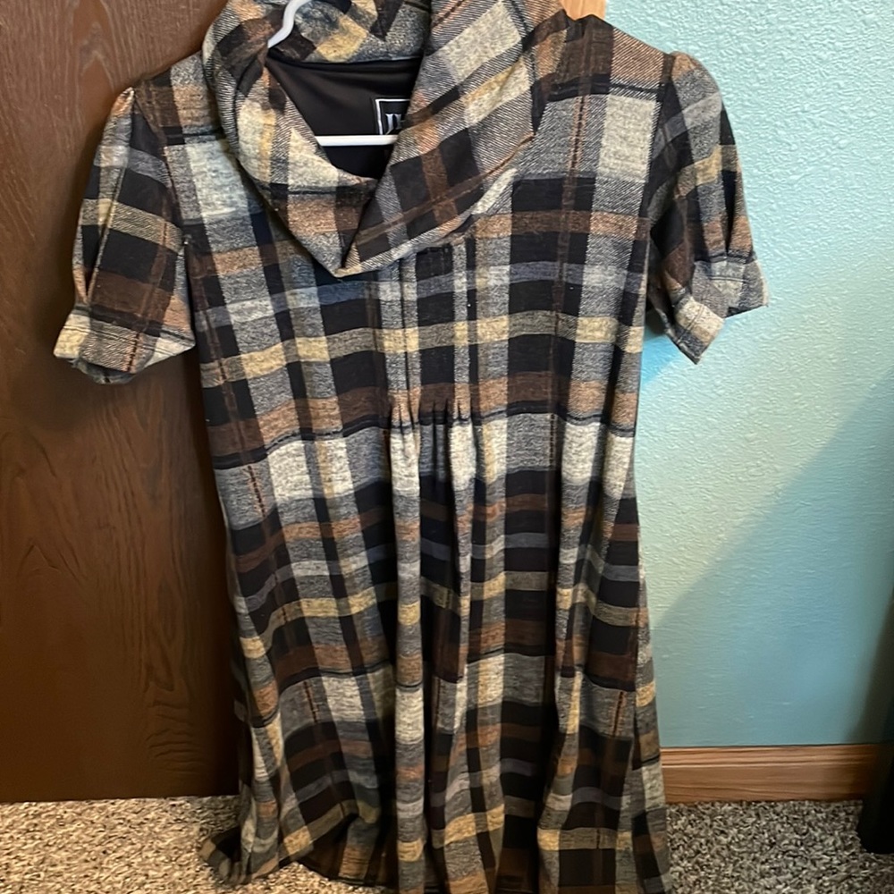 Cowl neck sweater dress
